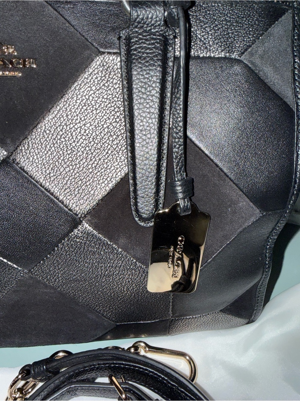 Coach Leather & Suede Patchwork 2 Way Bag with Dustbag - Picture 3 of 15